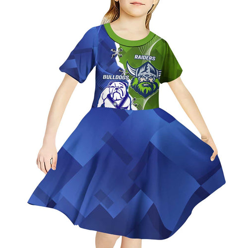Custom Bulldogs And Raiders Rugby Kid Short Sleeve Dress Dynamic Style