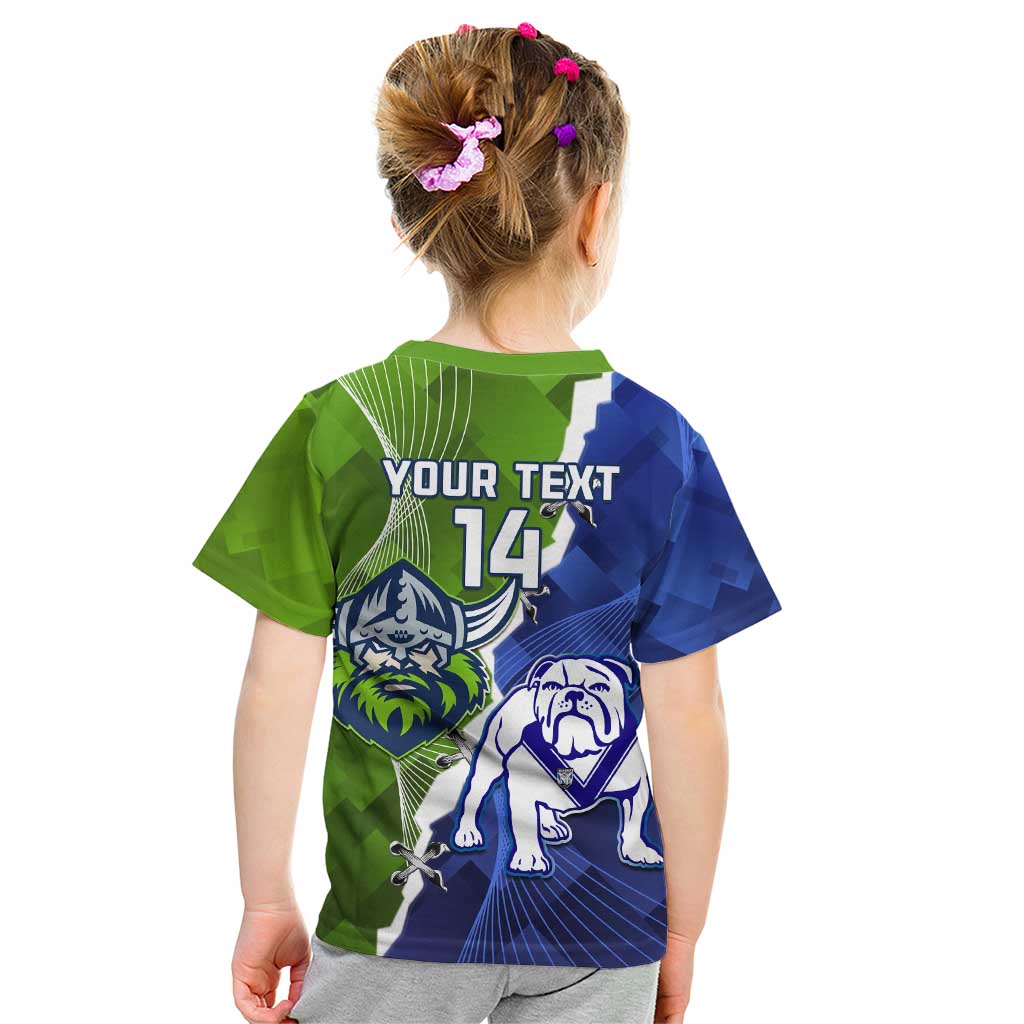 Custom Bulldogs And Raiders Rugby Kid T Shirt Dynamic Style