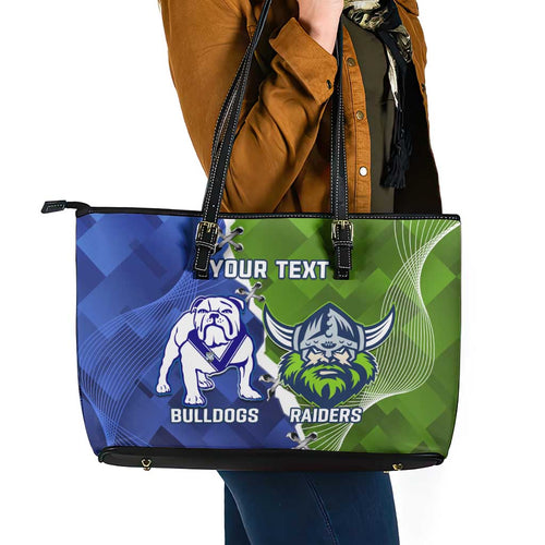 Custom Bulldogs And Raiders Rugby Leather Tote Bag Dynamic Style