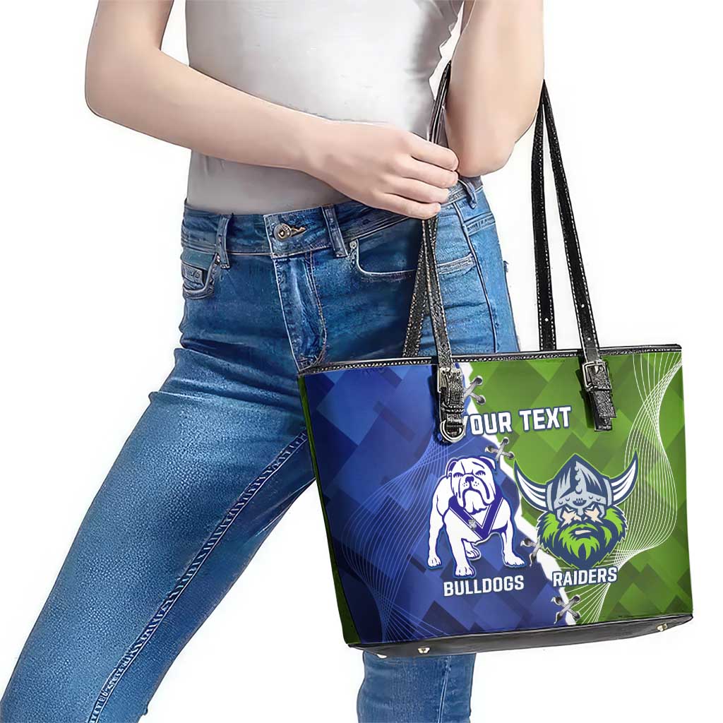 Custom Bulldogs And Raiders Rugby Leather Tote Bag Dynamic Style