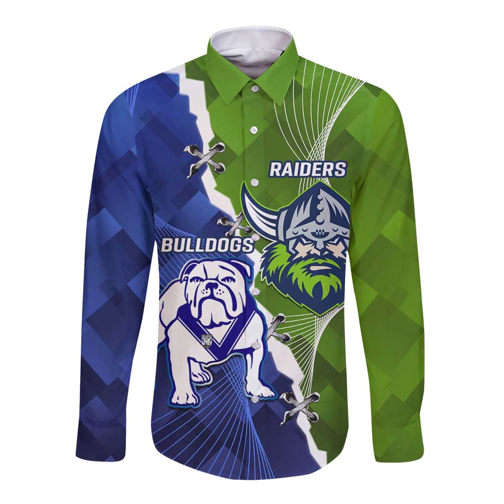Custom Bulldogs And Raiders Rugby Long Sleeve Button Shirt Dynamic Style