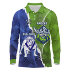 Custom Bulldogs And Raiders Rugby Long Sleeve Polo Shirt Dynamic Style