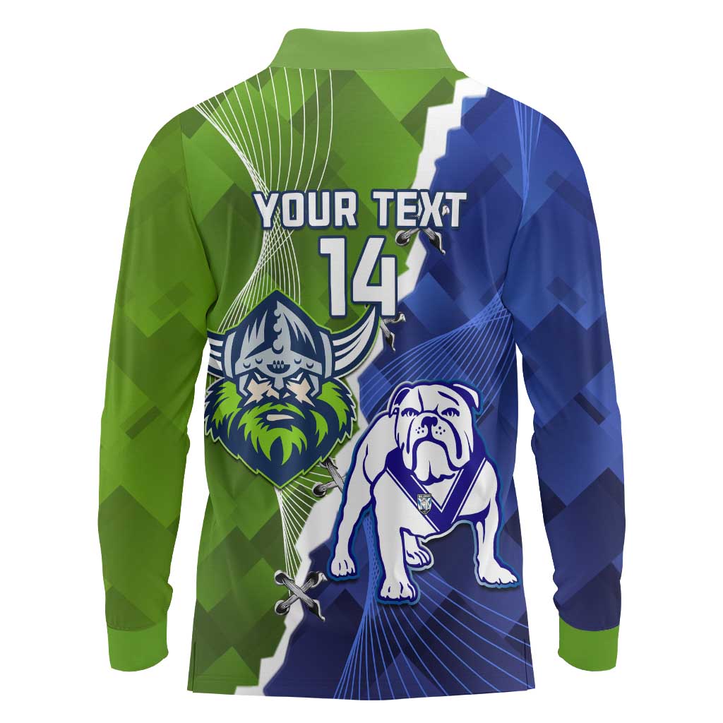 Custom Bulldogs And Raiders Rugby Long Sleeve Polo Shirt Dynamic Style