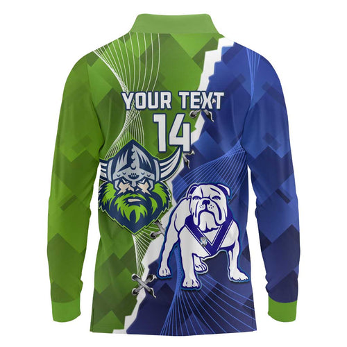 Custom Bulldogs And Raiders Rugby Long Sleeve Polo Shirt Dynamic Style
