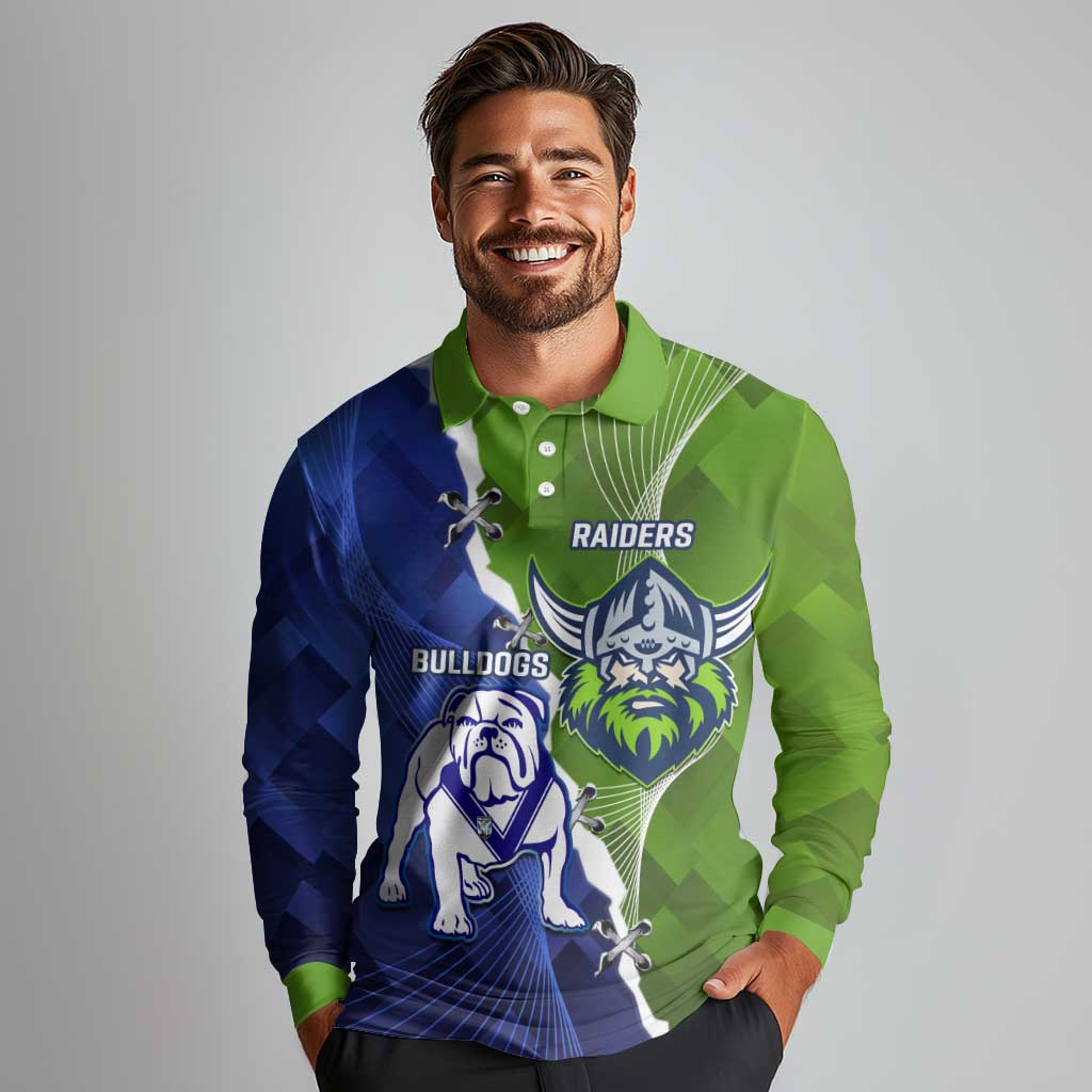 Custom Bulldogs And Raiders Rugby Long Sleeve Polo Shirt Dynamic Style