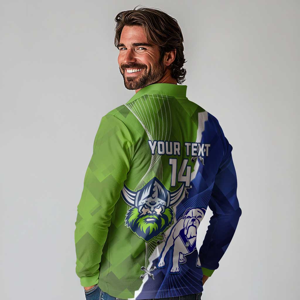 Custom Bulldogs And Raiders Rugby Long Sleeve Polo Shirt Dynamic Style