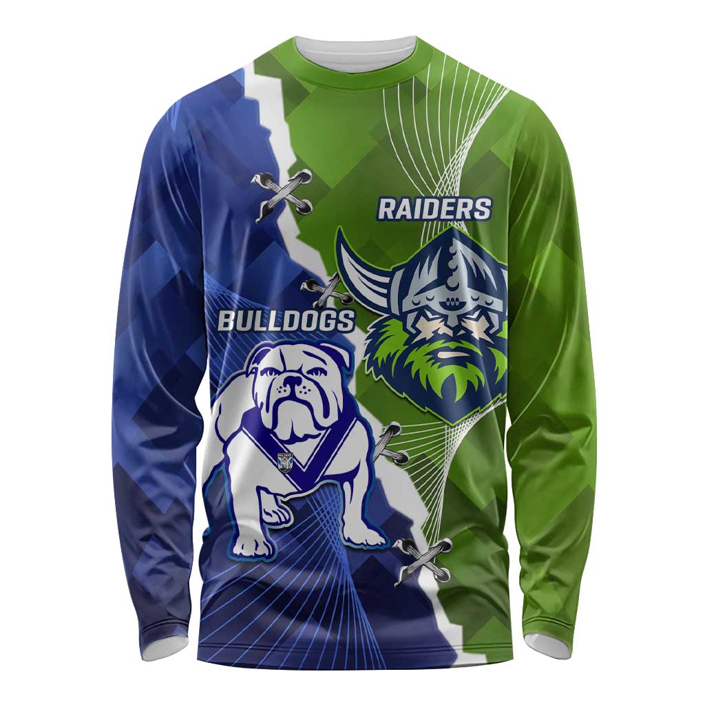Custom Bulldogs And Raiders Rugby Long Sleeve Shirt Dynamic Style