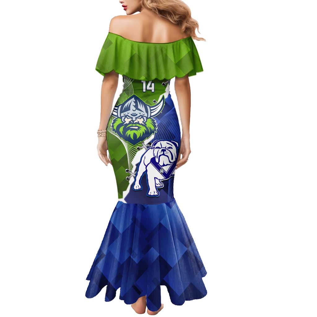 Custom Bulldogs And Raiders Rugby Mermaid Dress Dynamic Style
