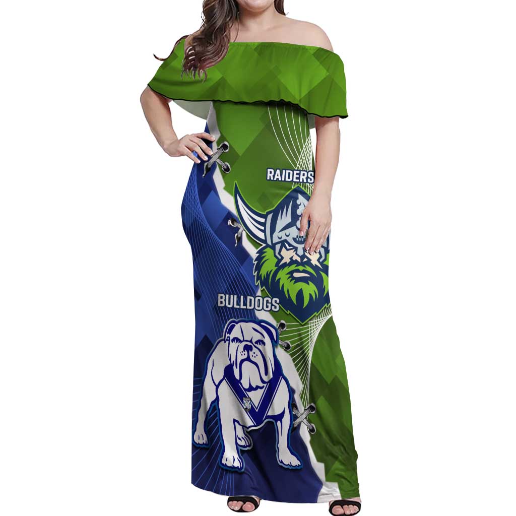 Custom Bulldogs And Raiders Rugby Off Shoulder Maxi Dress Dynamic Style