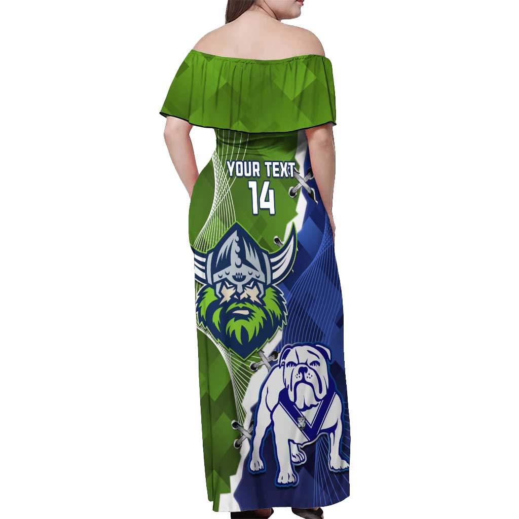 Custom Bulldogs And Raiders Rugby Off Shoulder Maxi Dress Dynamic Style