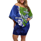Custom Bulldogs And Raiders Rugby Off Shoulder Short Dress Dynamic Style