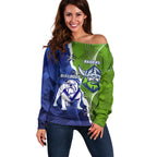 Custom Bulldogs And Raiders Rugby Off Shoulder Sweater Dynamic Style