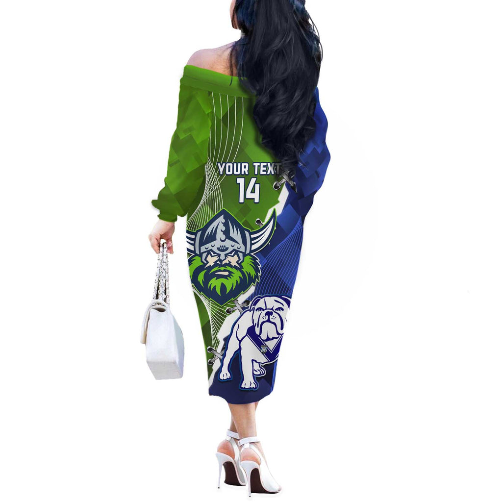 Custom Bulldogs And Raiders Rugby Off The Shoulder Long Sleeve Dress Dynamic Style