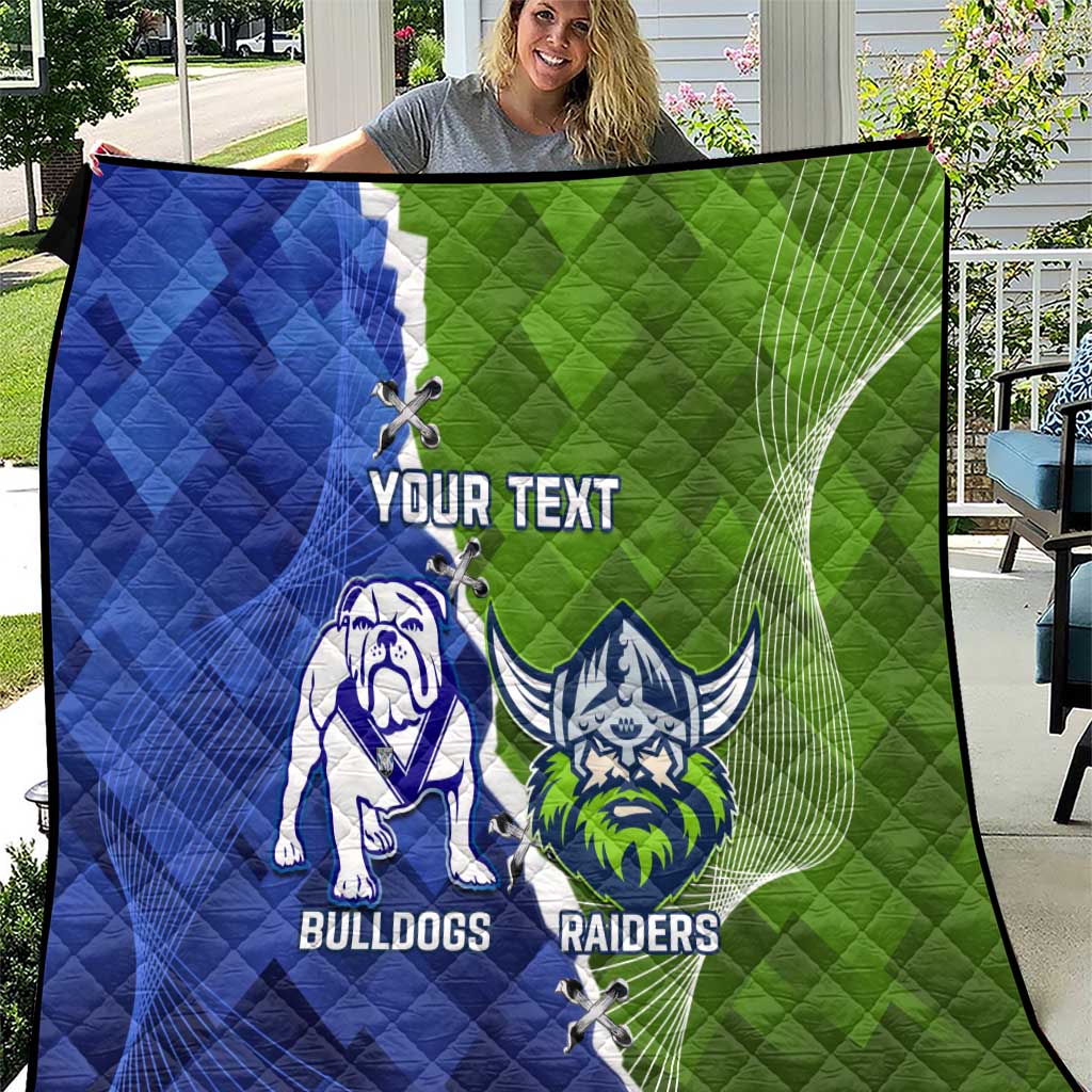 Custom Bulldogs And Raiders Rugby Quilt Dynamic Style