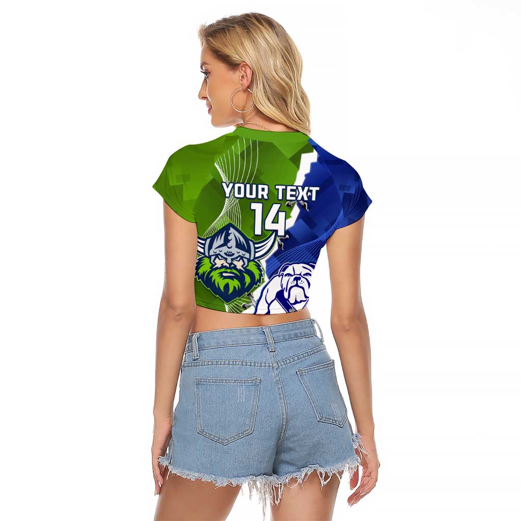 Custom Bulldogs And Raiders Rugby Raglan Cropped T Shirt Dynamic Style