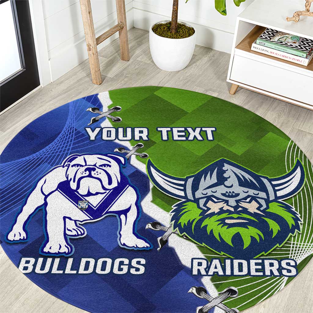 Custom Bulldogs And Raiders Rugby Round Carpet Dynamic Style
