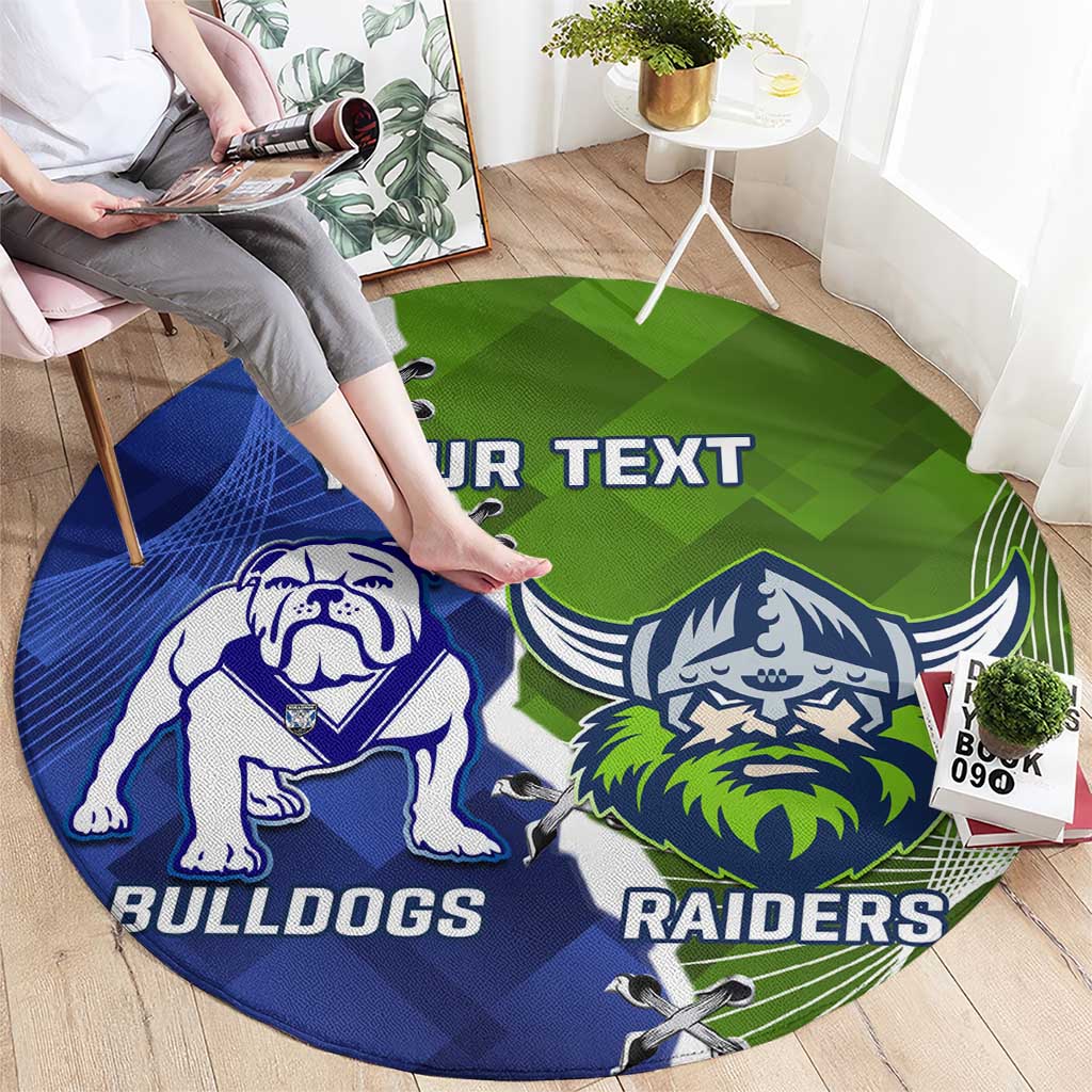 Custom Bulldogs And Raiders Rugby Round Carpet Dynamic Style