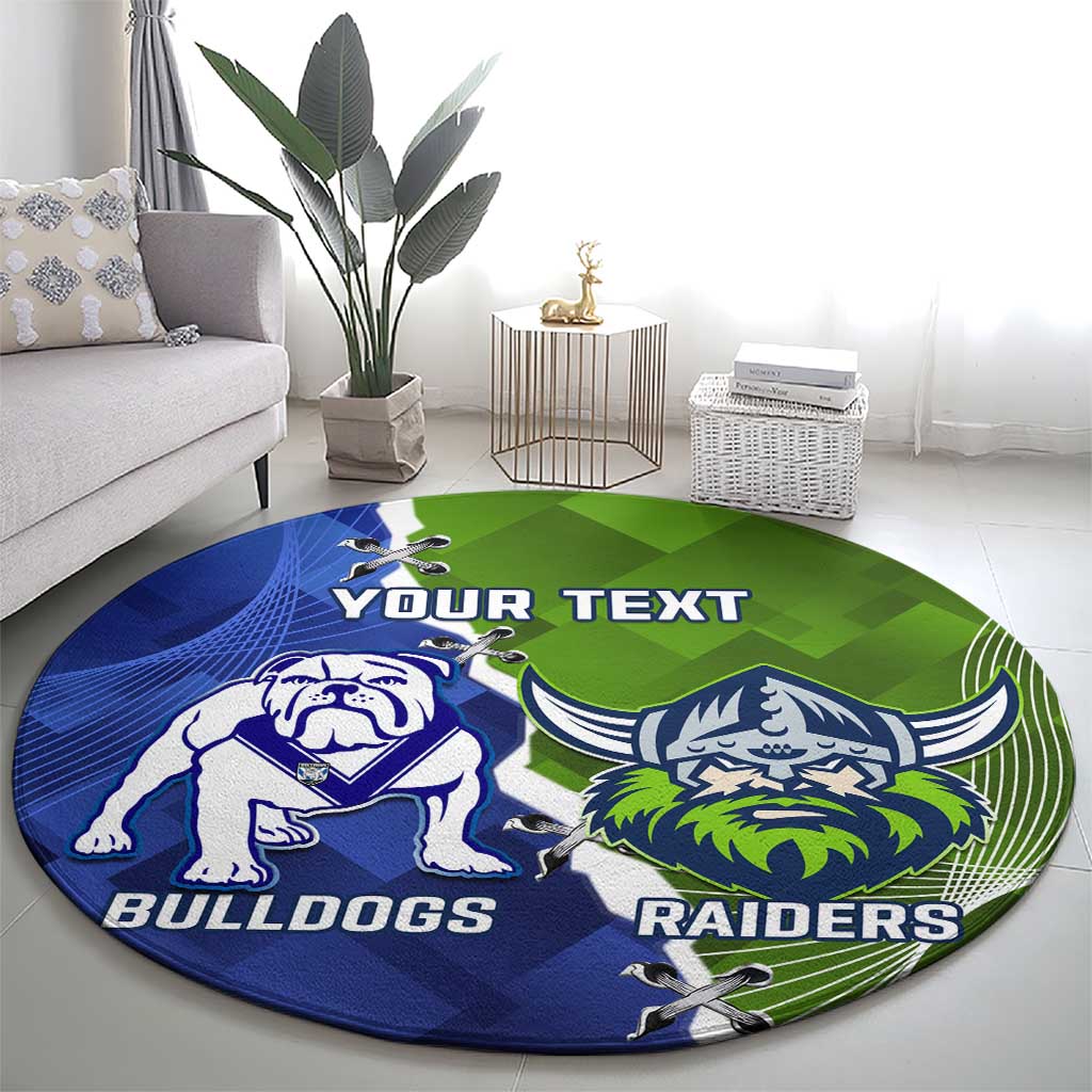 Custom Bulldogs And Raiders Rugby Round Carpet Dynamic Style