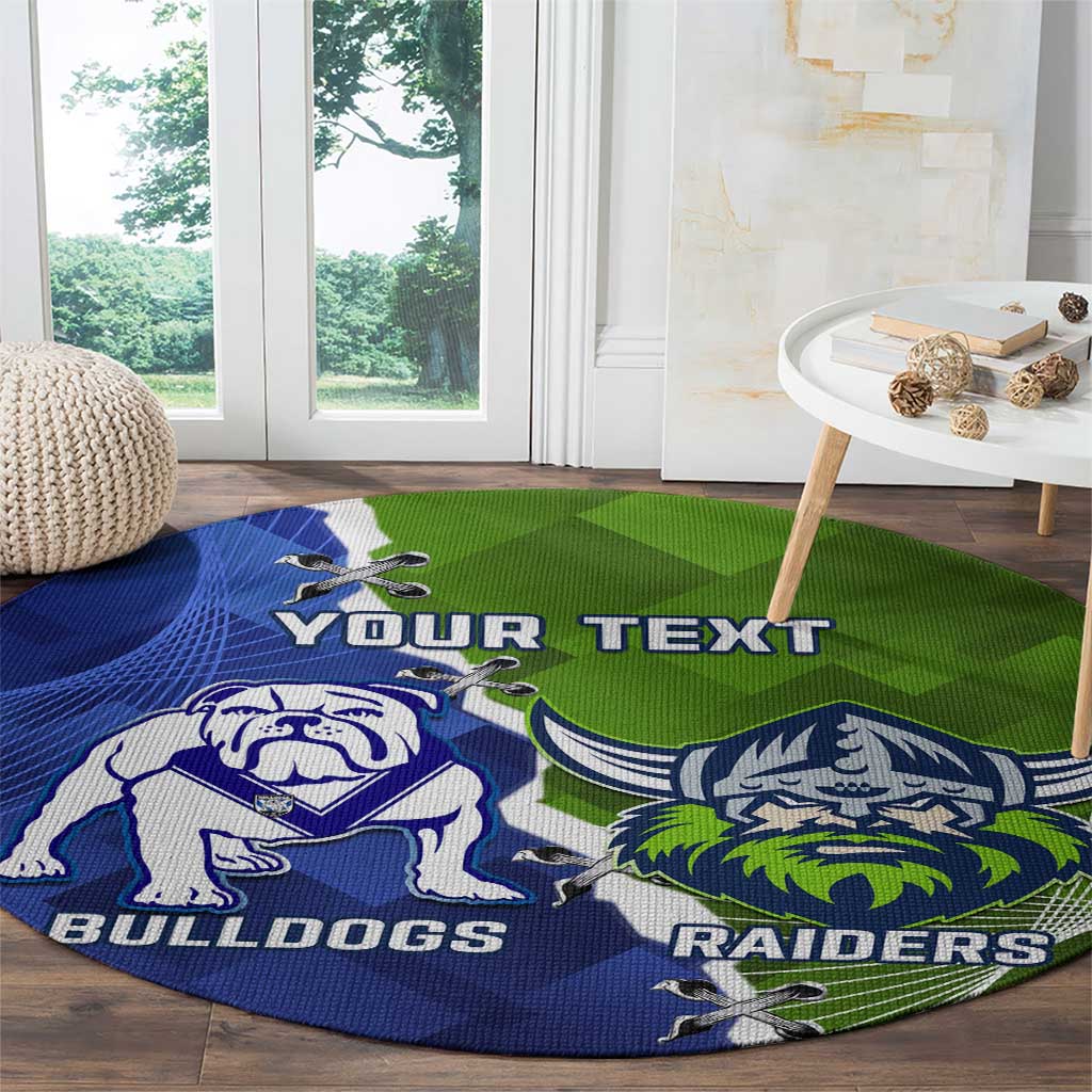 Custom Bulldogs And Raiders Rugby Round Carpet Dynamic Style