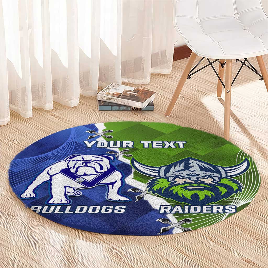 Custom Bulldogs And Raiders Rugby Round Carpet Dynamic Style