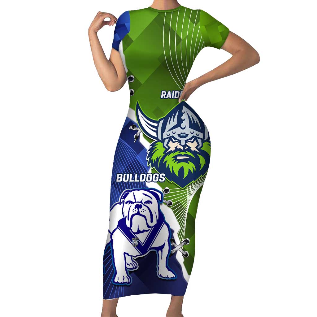 Custom Bulldogs And Raiders Rugby Short Sleeve Bodycon Dress Dynamic Style