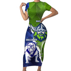 Custom Bulldogs And Raiders Rugby Short Sleeve Bodycon Dress Dynamic Style
