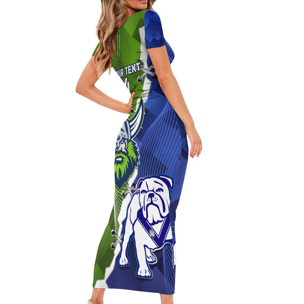 Custom Bulldogs And Raiders Rugby Short Sleeve Bodycon Dress Dynamic Style