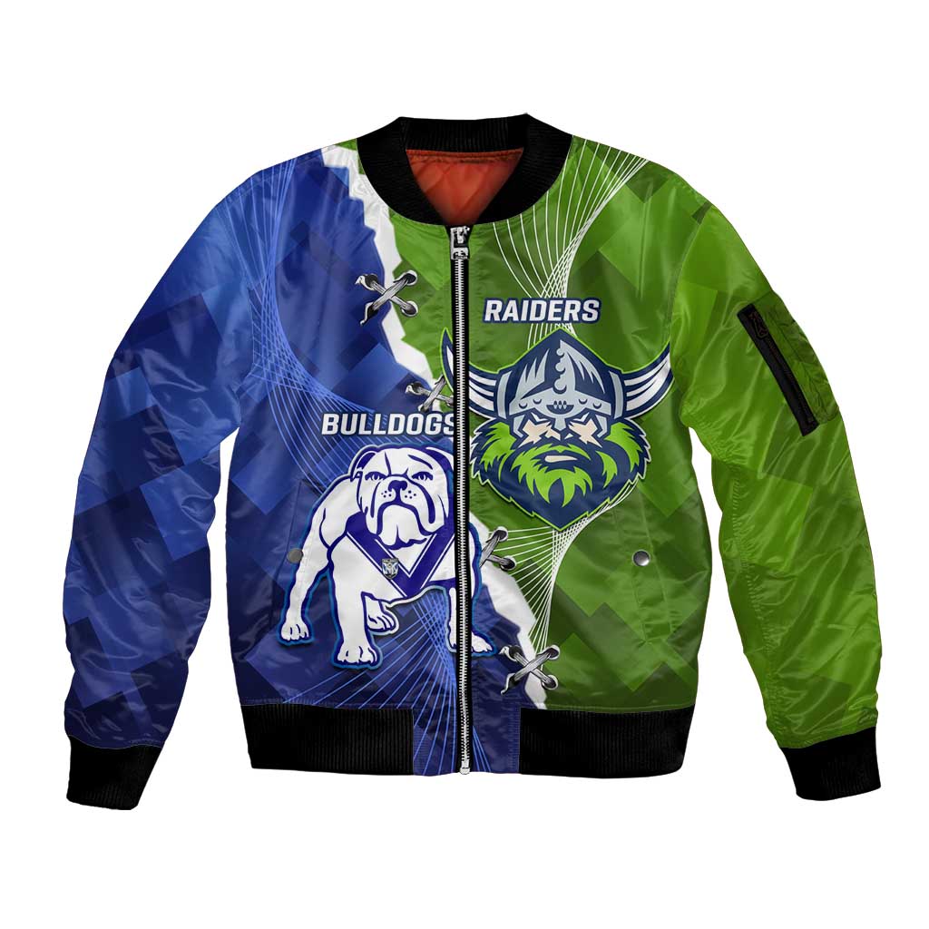 Custom Bulldogs And Raiders Rugby Sleeve Zip Bomber Jacket Dynamic Style
