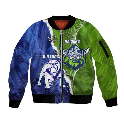 Custom Bulldogs And Raiders Rugby Sleeve Zip Bomber Jacket Dynamic Style