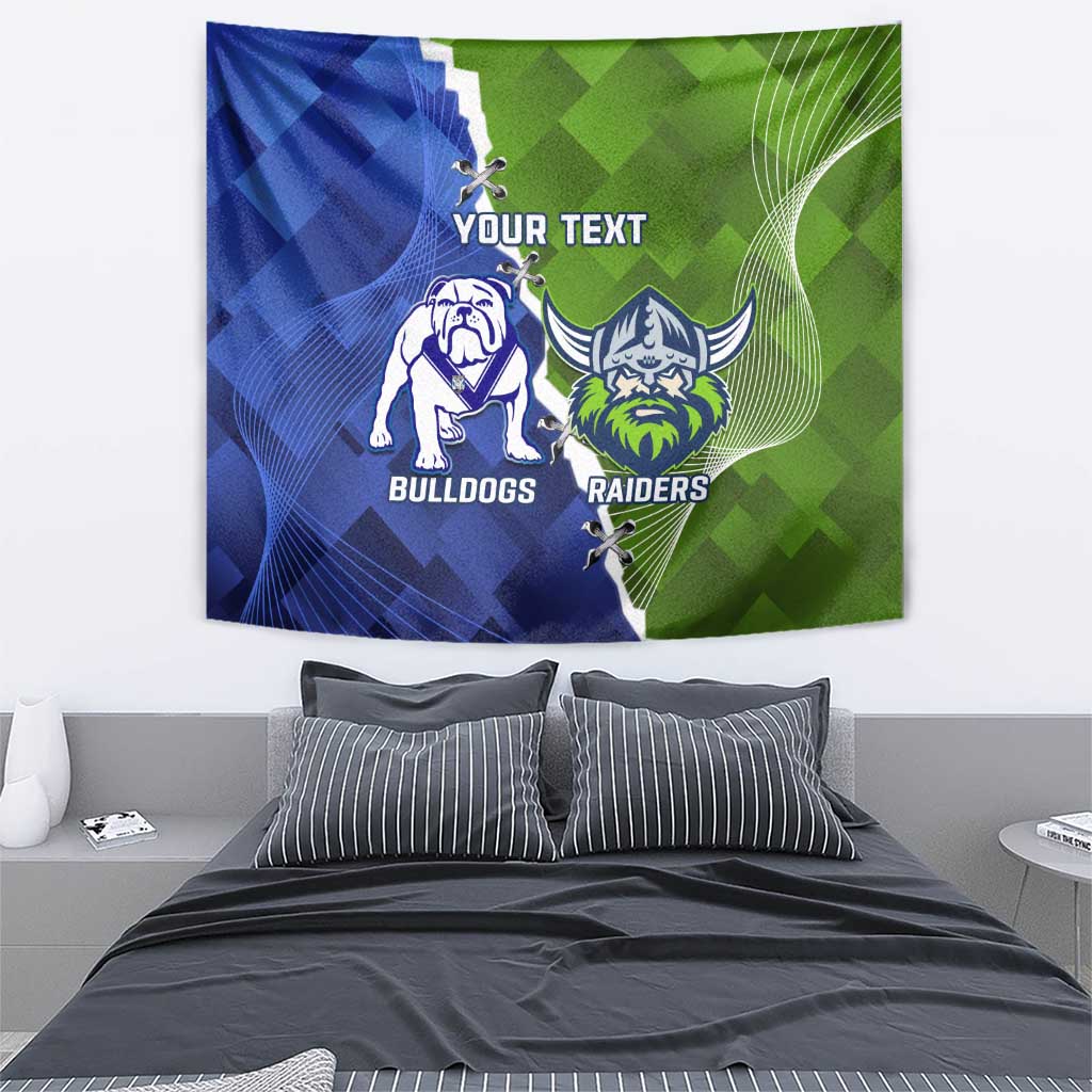 Custom Bulldogs And Raiders Rugby Tapestry Dynamic Style