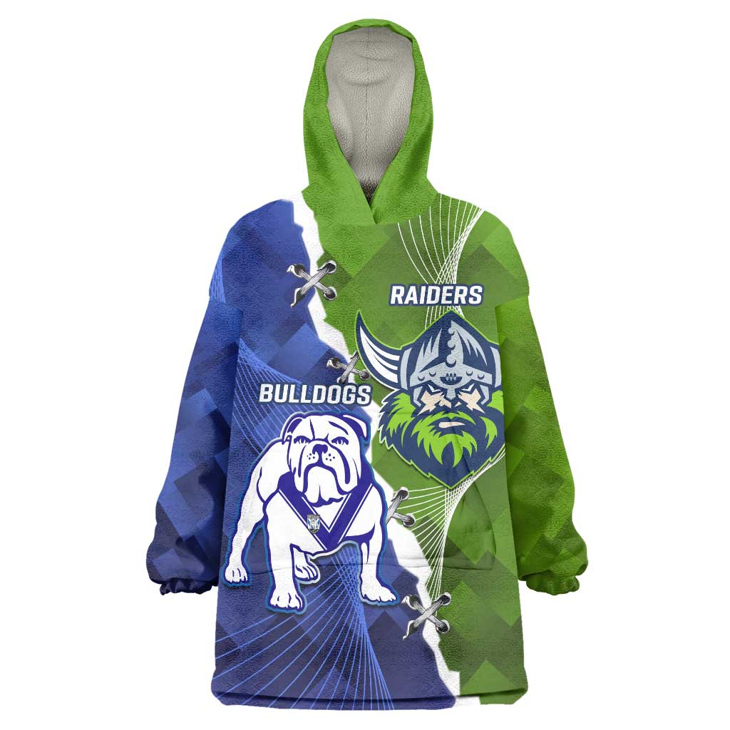Custom Bulldogs And Raiders Rugby Wearable Blanket Hoodie Dynamic Style
