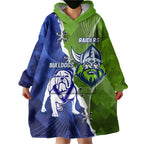 Custom Bulldogs And Raiders Rugby Wearable Blanket Hoodie Dynamic Style