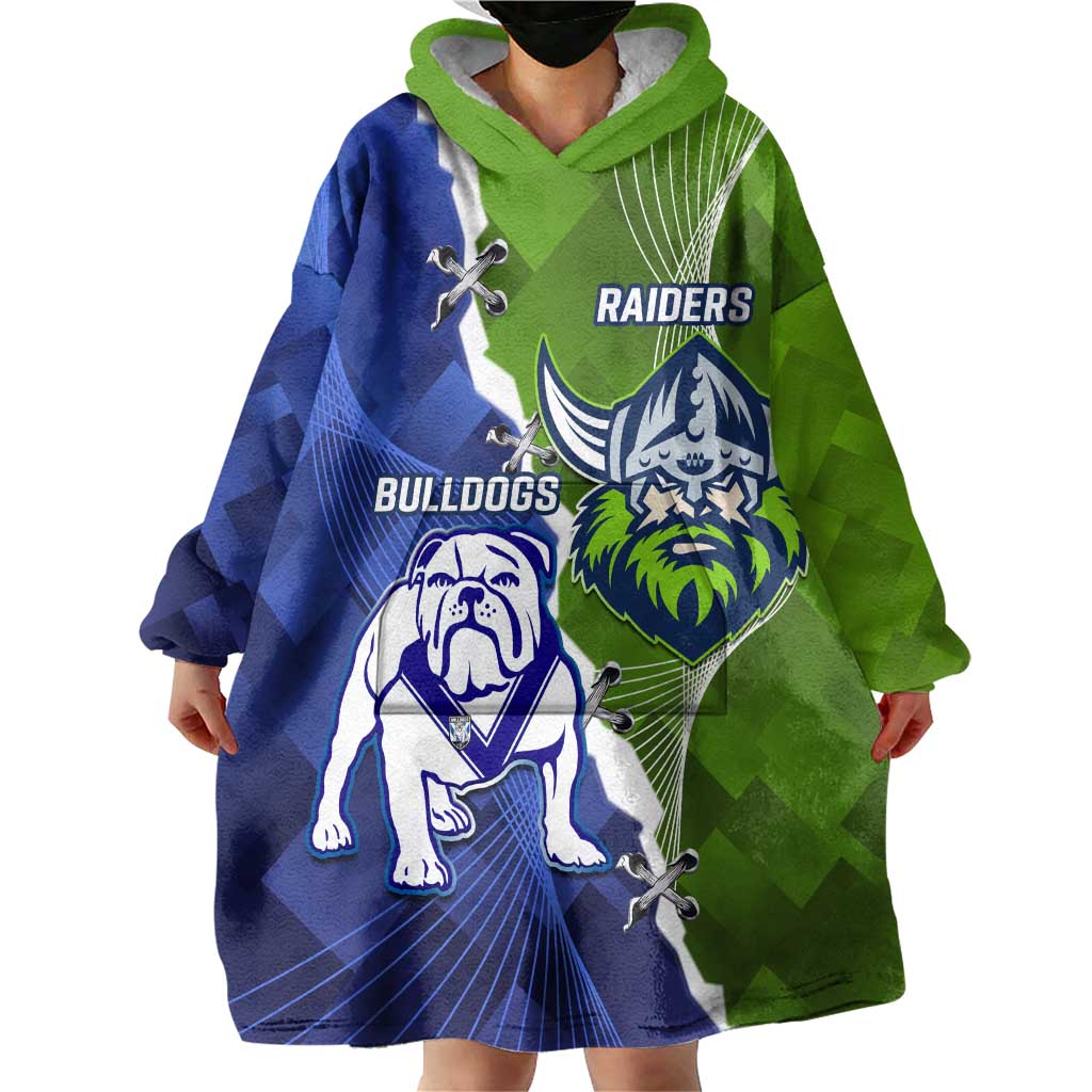 Custom Bulldogs And Raiders Rugby Wearable Blanket Hoodie Dynamic Style