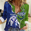 Custom Bulldogs And Raiders Rugby Women Casual Shirt Dynamic Style
