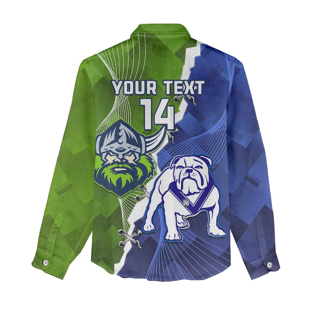 Custom Bulldogs And Raiders Rugby Women Casual Shirt Dynamic Style
