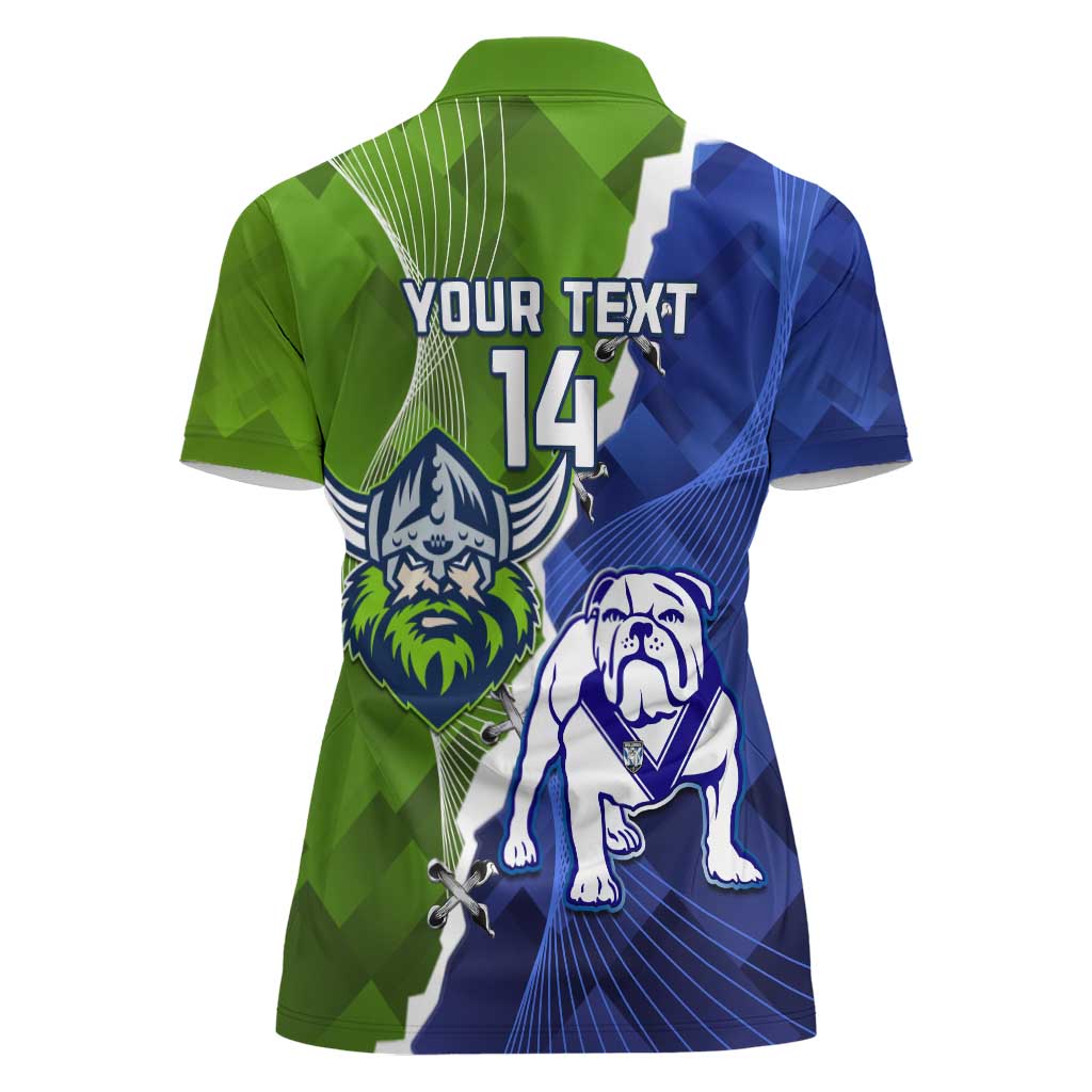 Custom Bulldogs And Raiders Rugby Women Polo Shirt Dynamic Style