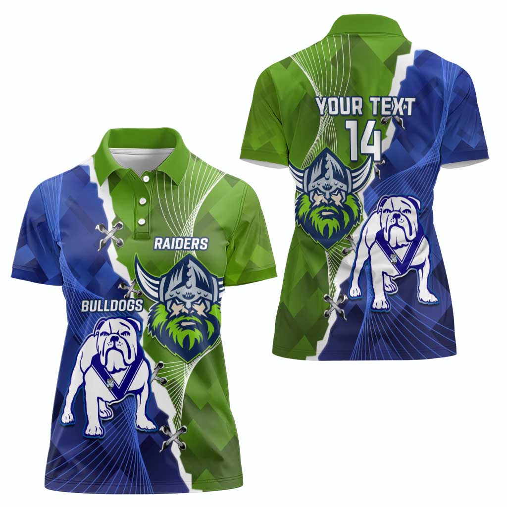 Custom Bulldogs And Raiders Rugby Women Polo Shirt Dynamic Style