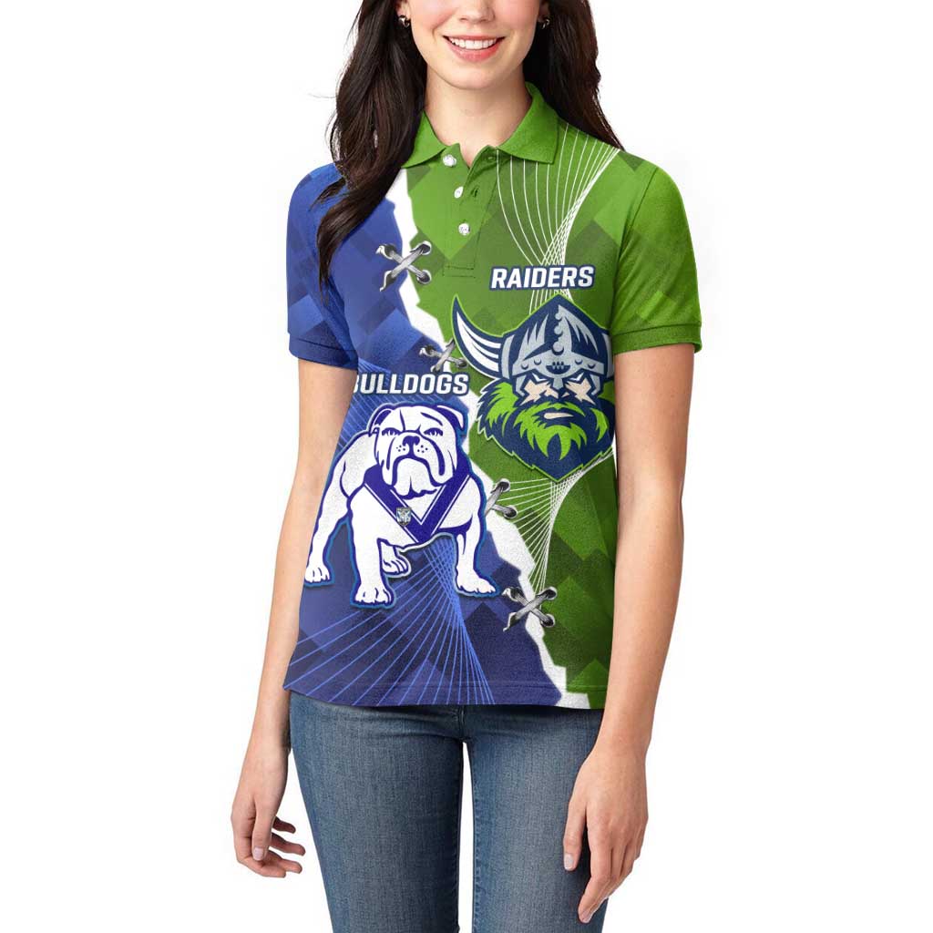 Custom Bulldogs And Raiders Rugby Women Polo Shirt Dynamic Style