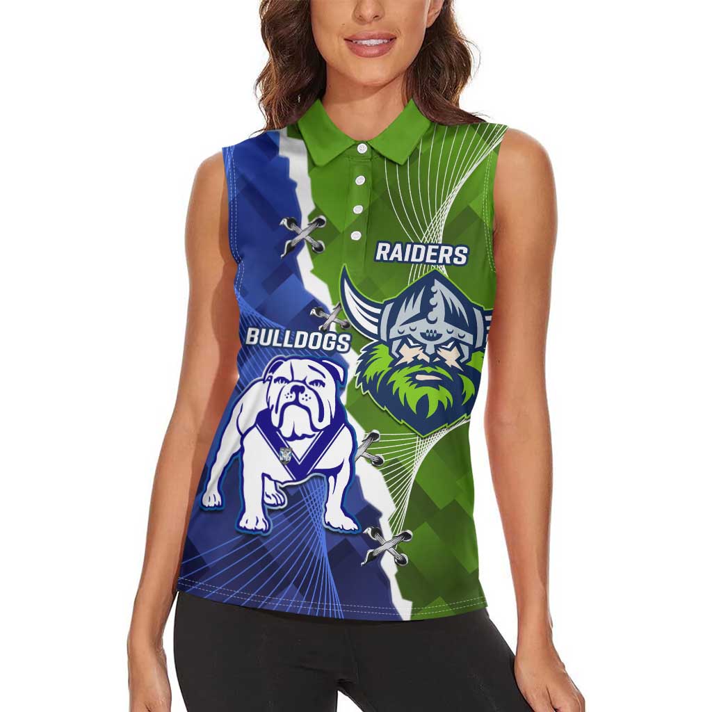 Custom Bulldogs And Raiders Rugby Women Sleeveless Polo Shirt Dynamic Style
