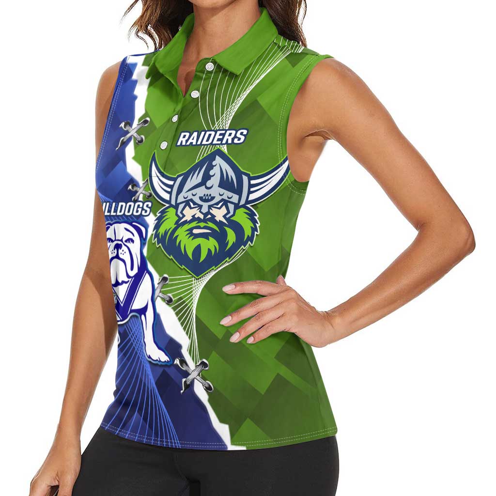 Custom Bulldogs And Raiders Rugby Women Sleeveless Polo Shirt Dynamic Style