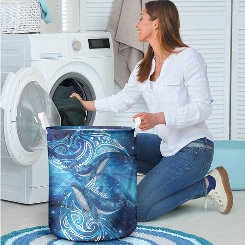 New Zealand Humpback Whale Matariki Laundry Basket Maori New Year Taniko Niho Taniwha
