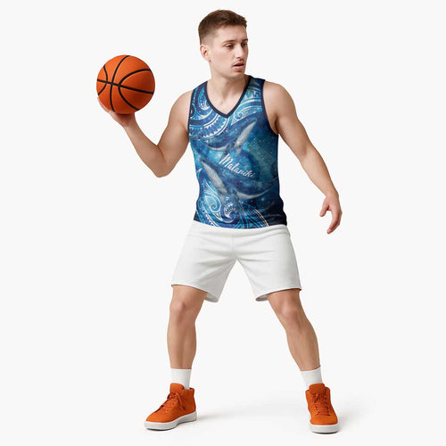 New Zealand Humpback Whale Matariki Basketball Jersey Maori New Year Taniko Niho Taniwha