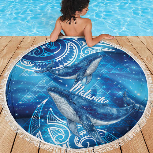 New Zealand Humpback Whale Matariki Beach Blanket Maori New Year Taniko Niho Taniwha