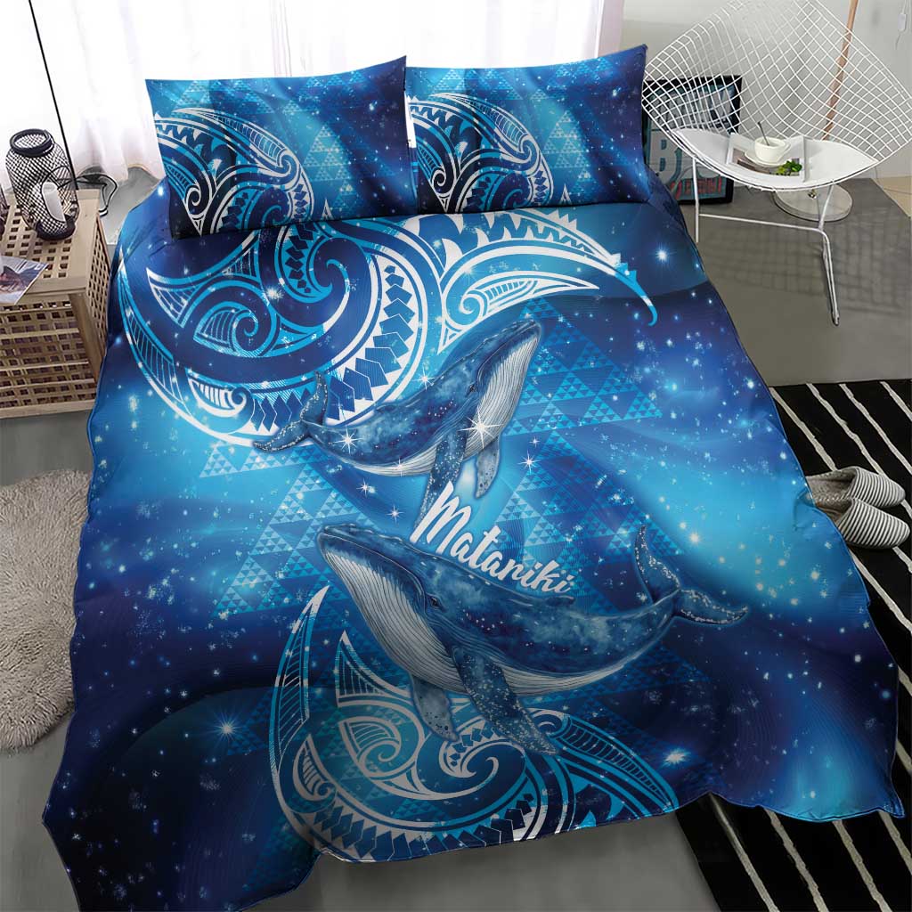New Zealand Humpback Whale Matariki Bedding Set Maori New Year Taniko Niho Taniwha