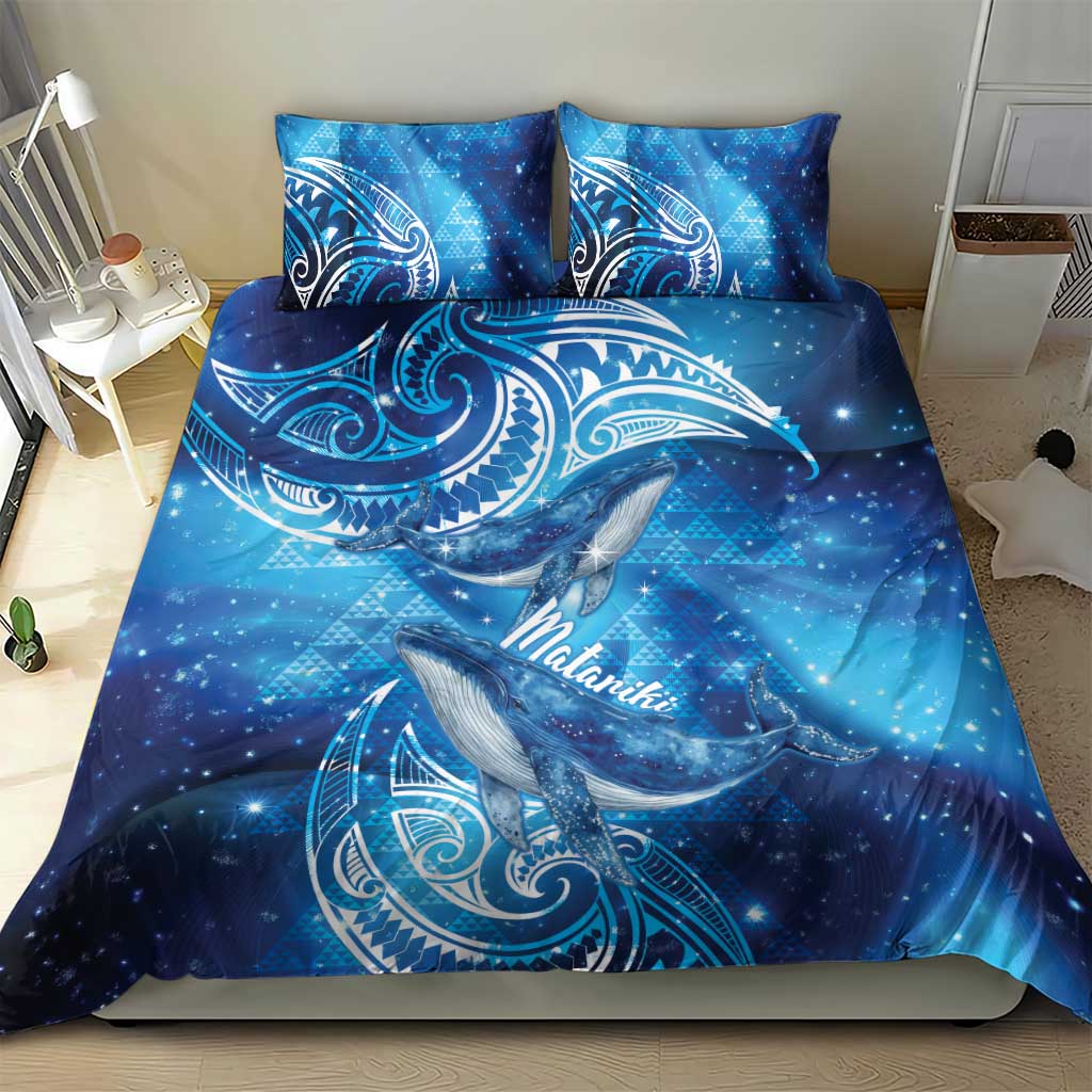 New Zealand Humpback Whale Matariki Bedding Set Maori New Year Taniko Niho Taniwha