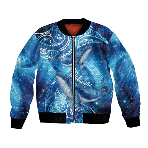 New Zealand Humpback Whale Matariki Bomber Jacket Maori New Year Taniko Niho Taniwha