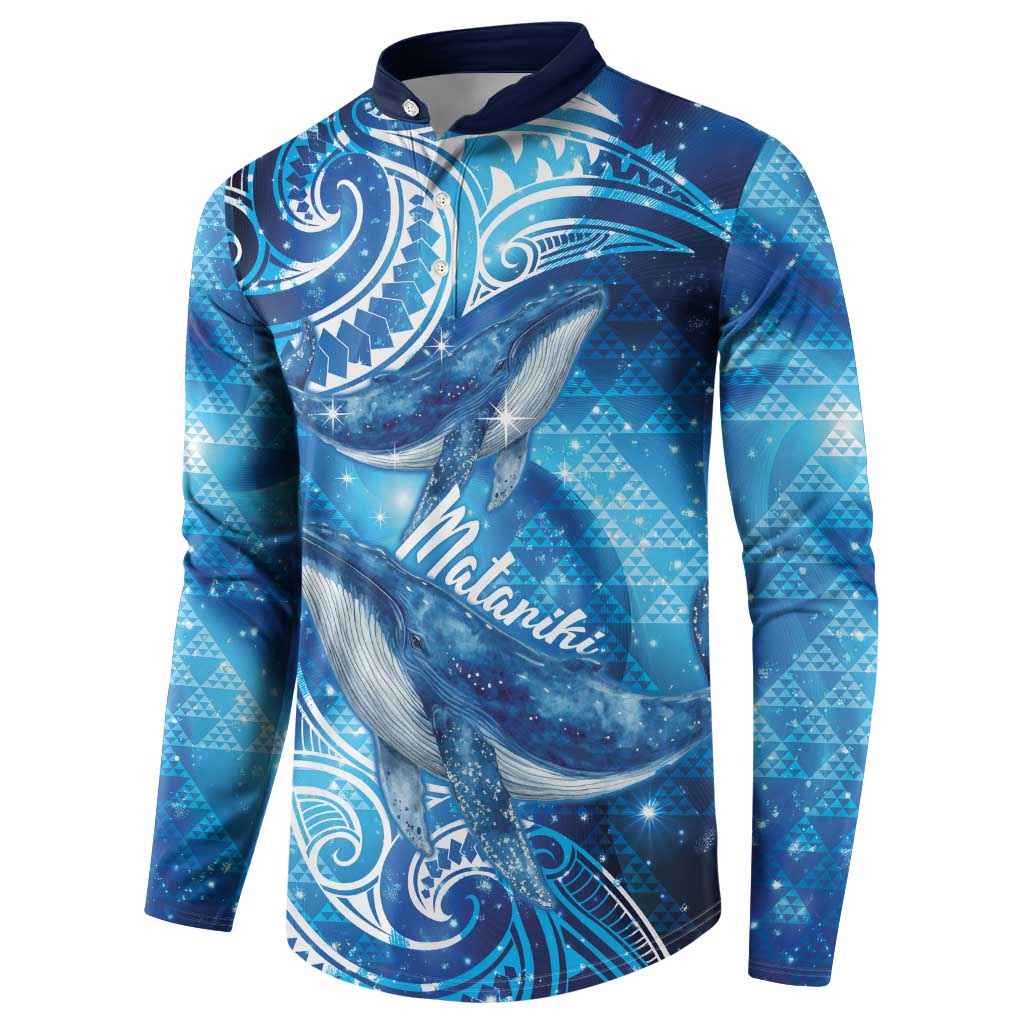 New Zealand Humpback Whale Matariki Button Sweatshirt Maori New Year Taniko Niho Taniwha