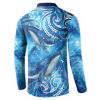 New Zealand Humpback Whale Matariki Button Sweatshirt Maori New Year Taniko Niho Taniwha
