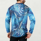 New Zealand Humpback Whale Matariki Button Sweatshirt Maori New Year Taniko Niho Taniwha