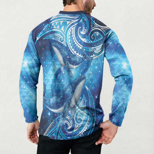 New Zealand Humpback Whale Matariki Button Sweatshirt Maori New Year Taniko Niho Taniwha